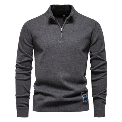 Men's Slim Fit Cotton Half-Zip Sweater Additional Image 1