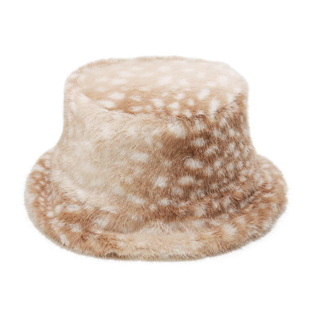 Cozy Deer Print Faux Fur Bucket Hat Additional Image 1