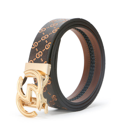 Genuine Leather Belt with Auto Buckle - Business Casual Additional Image 1