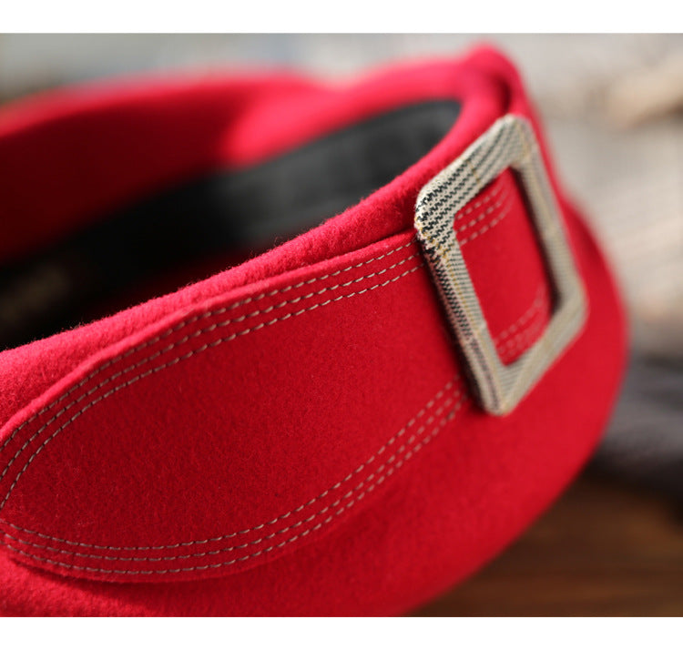 Stylish Wool Beret Hat with Bow - Vintage Chic Additional Image 1