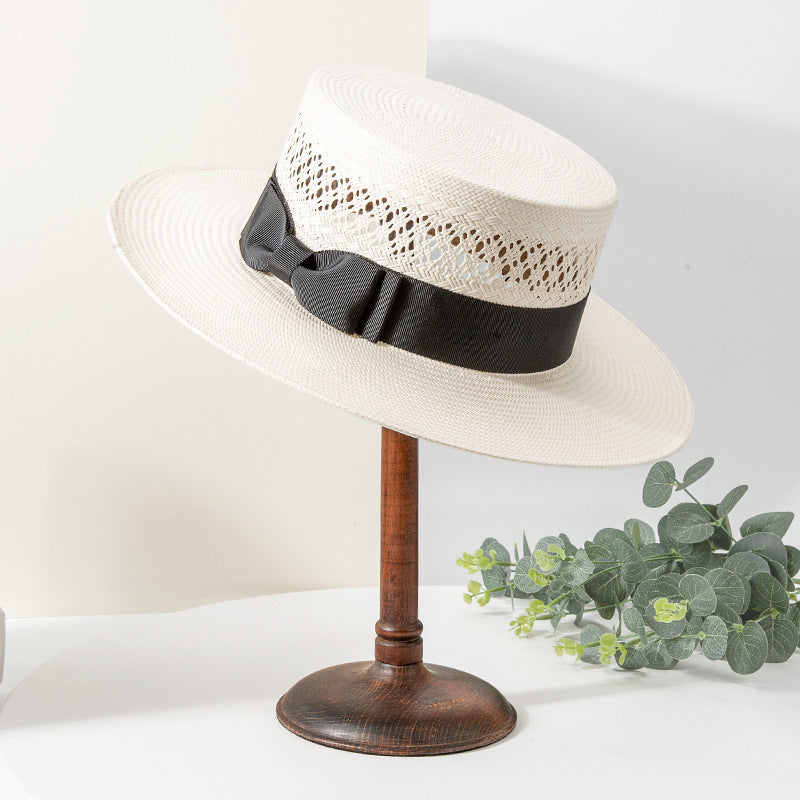 Stylish Ivory Wide Brim Sun Hat with Bow Additional Image 1
