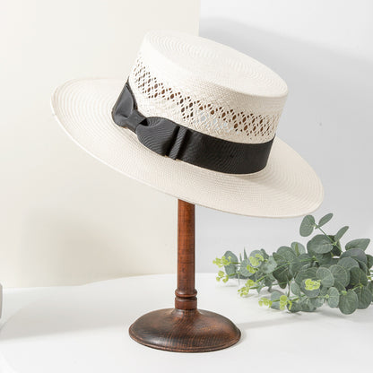 Stylish Ivory Wide Brim Sun Hat with Bow Additional Image 1