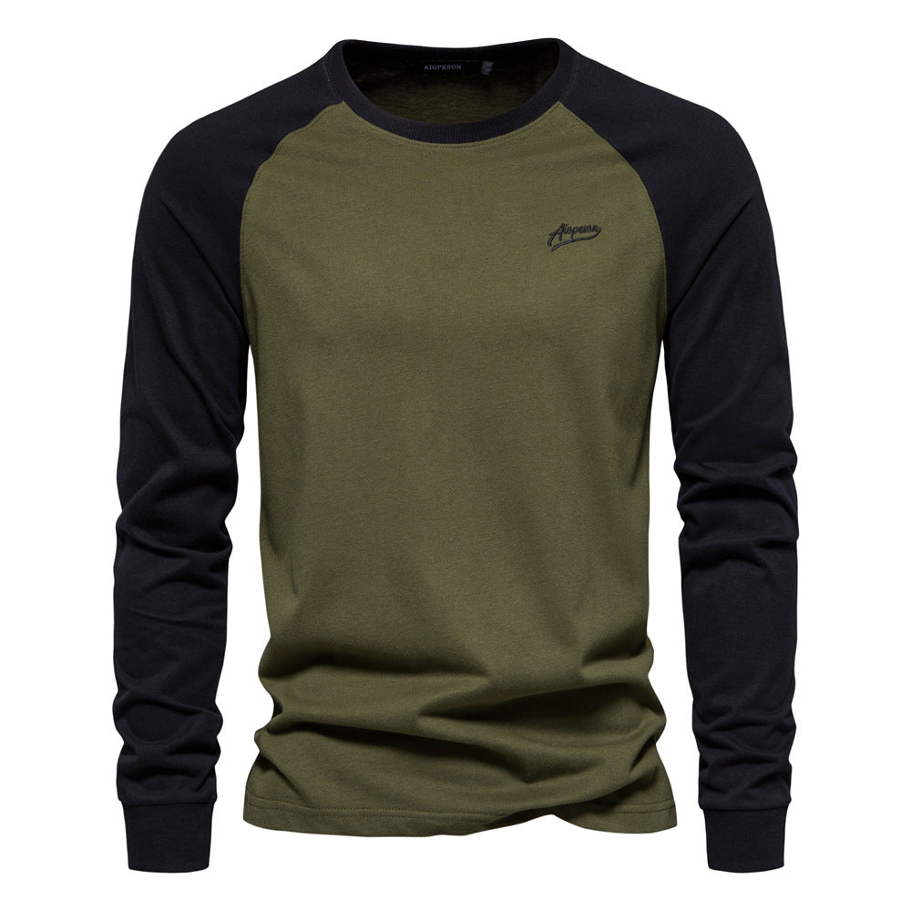 Men's Cotton Raglan Long Sleeve Casual Tee Additional Image 1