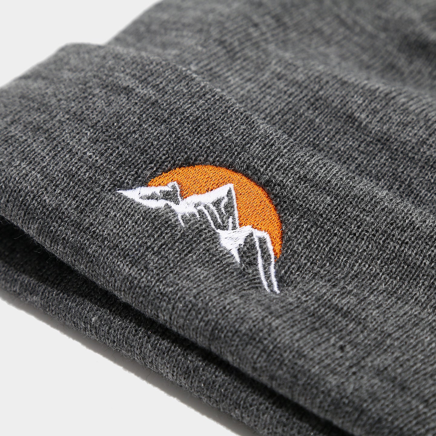 Embroidered Mountain Sun Beanie - Warm Knit Hat Additional Image 1