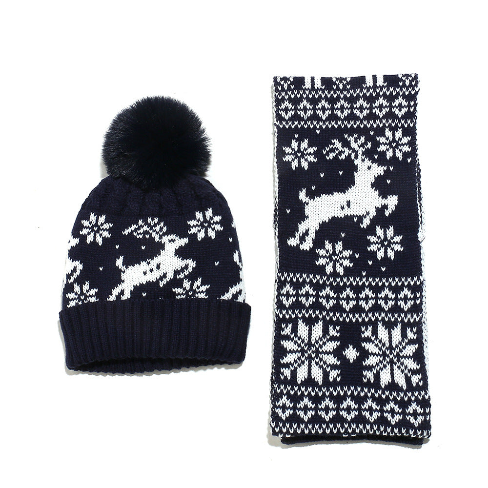 Kids Christmas Elk Knit Hat & Scarf Set Additional Image 1