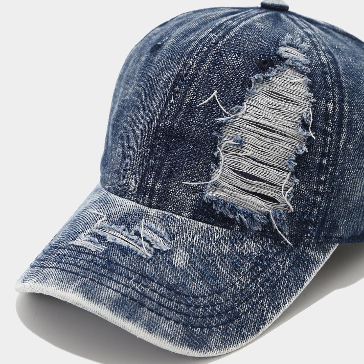 Distressed Denim Baseball Cap | Korean Streetwear Additional Image 1