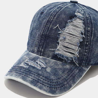 Distressed Denim Baseball Cap | Korean Streetwear Additional Image 1