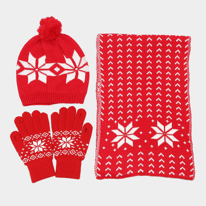 Cozy Snowflake Knit Hat, Scarf & Glove Set Additional Image 1