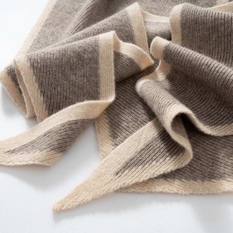 Luxury Cashmere Colorblock Triangle Shawl Additional Image 1