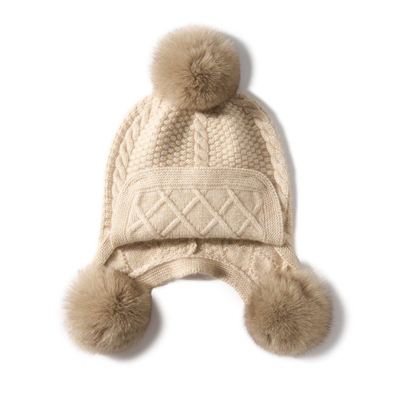 Cozy Cashmere Beanie with Genuine Fur Pom Additional Image 1