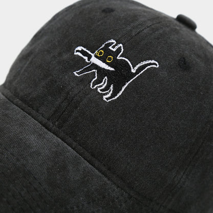 Assassin Kitten Baseball Cap | Vintage Washed Cotton Sun Hat Additional Image 1