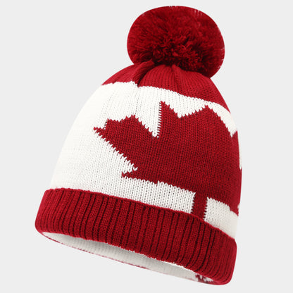 Maple Leaf Knit Hat Scarf & Gloves Set - Warm Winter Style Additional Image 1