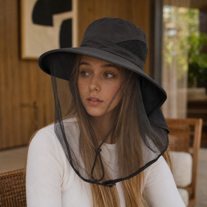 Mosquito Veil Sun Hat with Neck Flap - Breathable UV Protection Additional Image 1