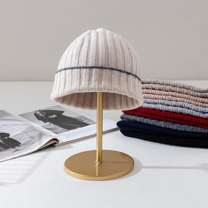 Pure Wool Knit Hat with Contrast Trim Additional Image 1