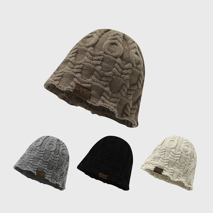 Retro Twist Knit Beanie with Leather Label Additional Image 1