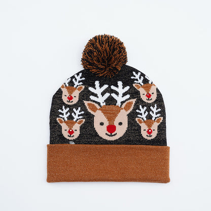 Festive Santa & Deer Knit Beanie - Cozy Holiday Hat Additional Image 1