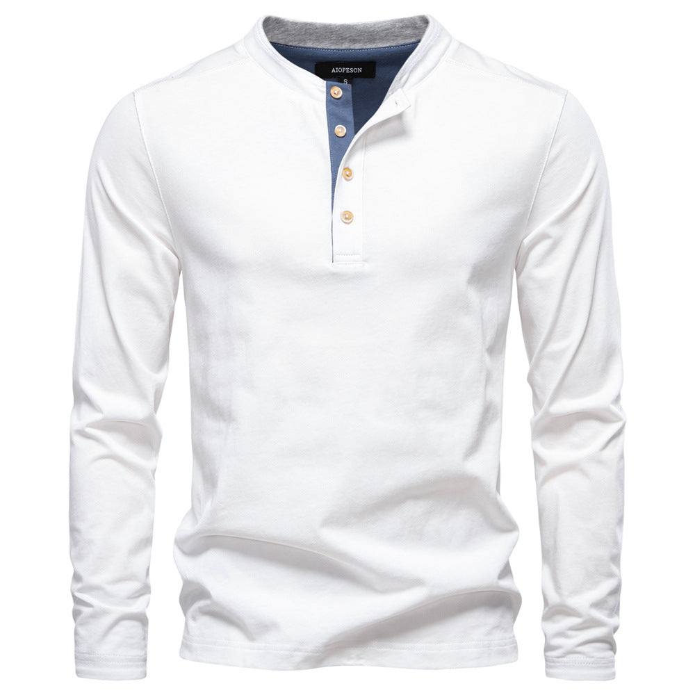 Men's Contrast Henley Long-Sleeve Tee Additional Image 1