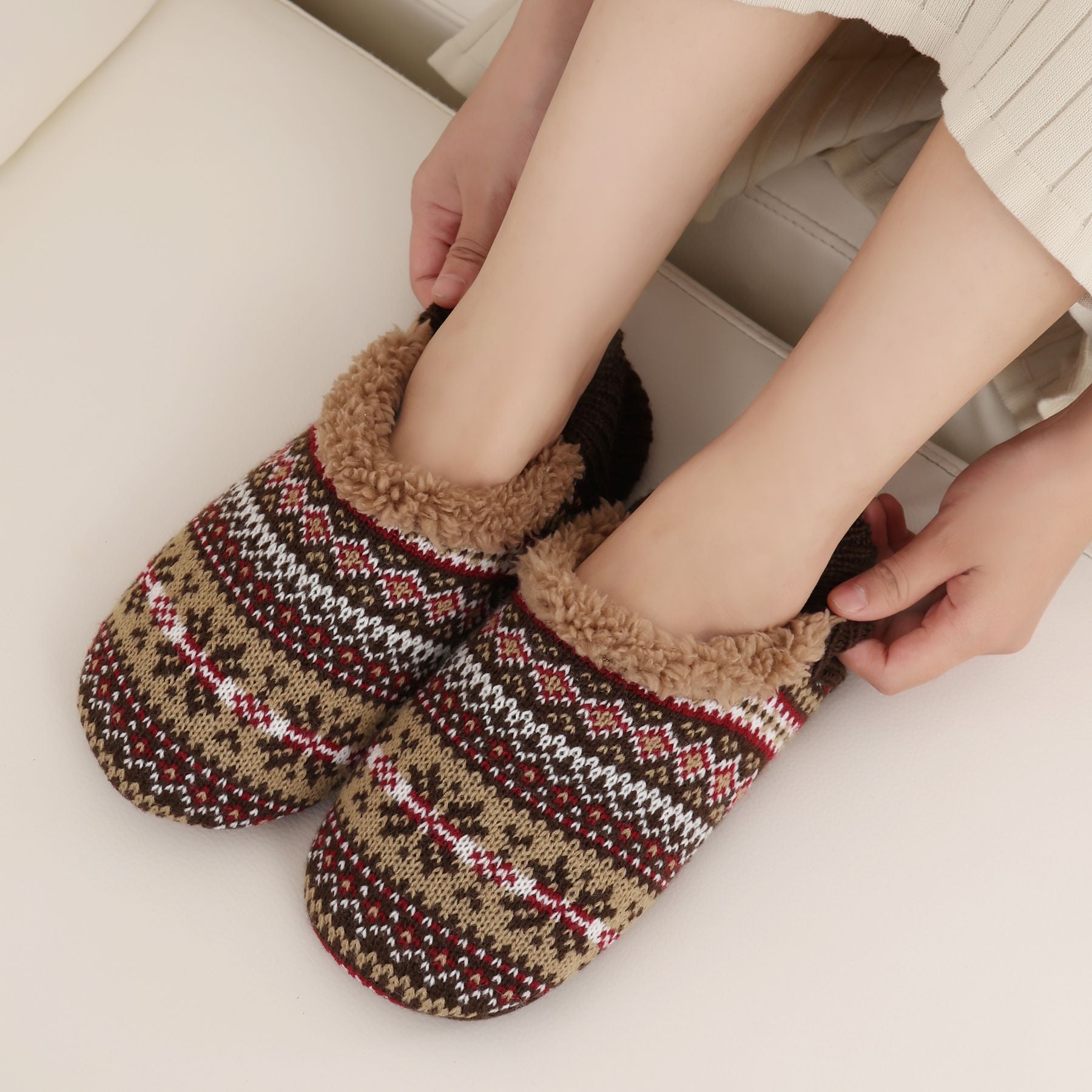 Cozy Sherpa Slipper Socks - Warm & Non-Slip Additional Image 1