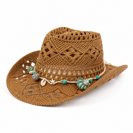 Premium Hollow Weave Straw Fedora Hat — studio product photo on white background