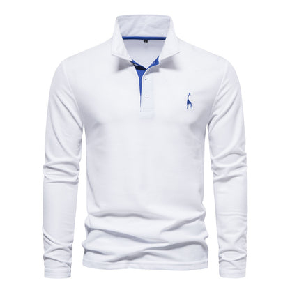 Men's Deer Embroidered Cotton Polo Shirt Additional Image 1