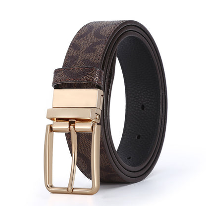 Genuine Leather Rotating Buckle Belt - Business Casual Additional Image 1