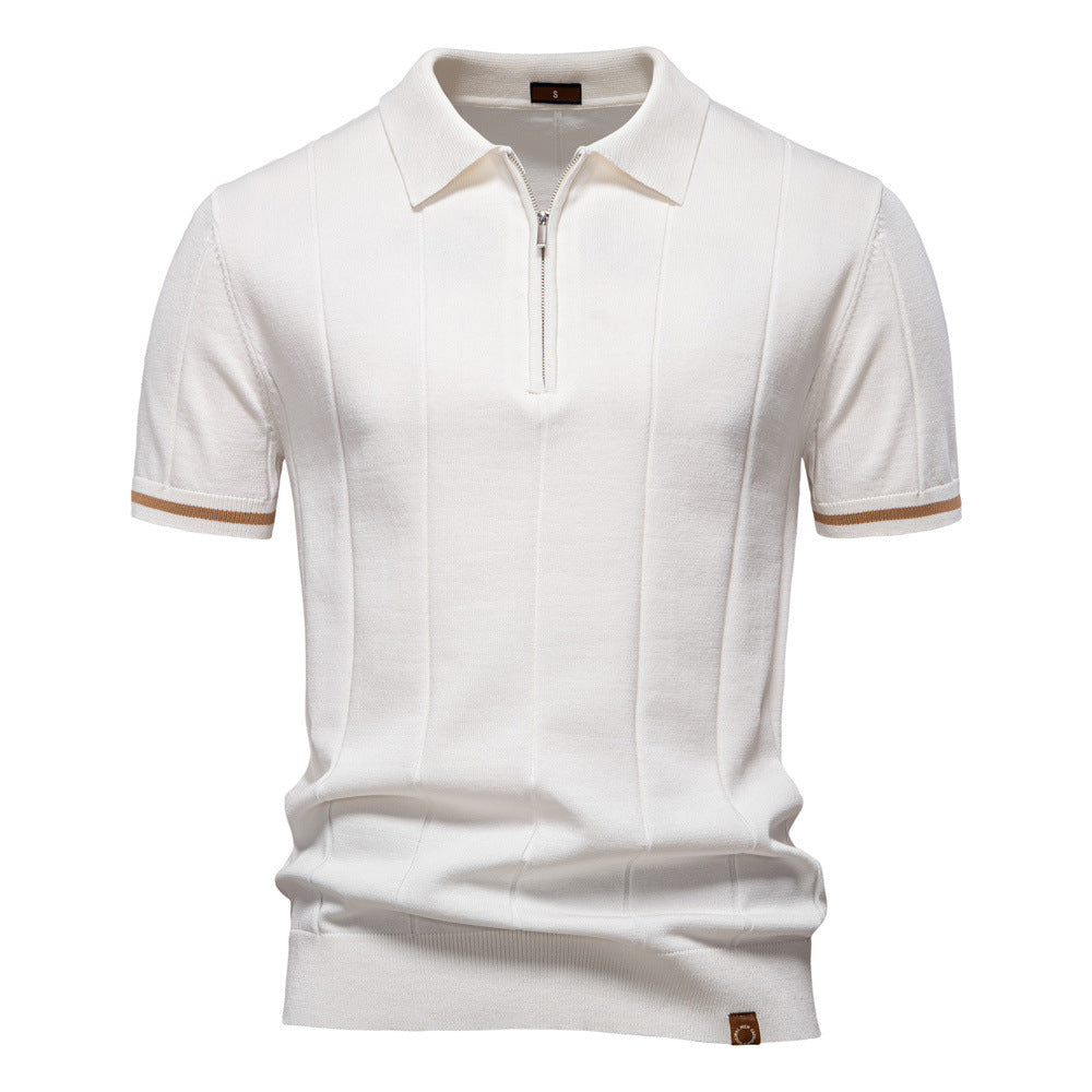 Men's Knitted Wool Polo: Business Casual Comfort Additional Image 1