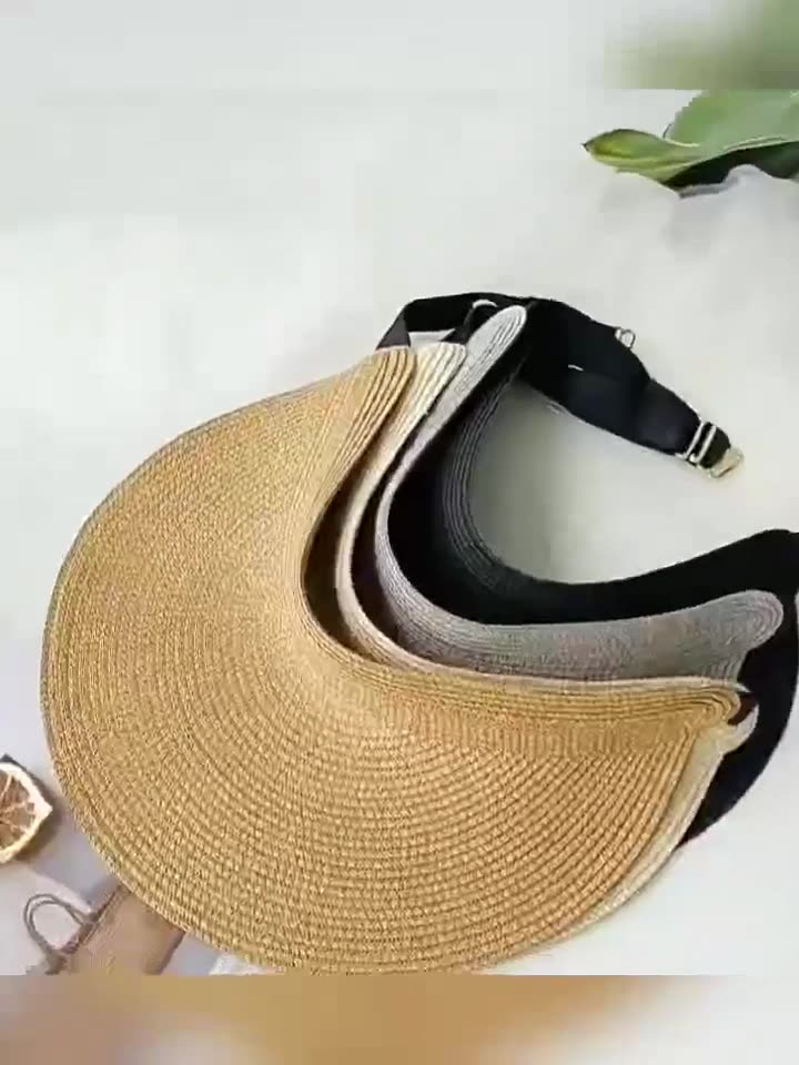 Straw Visor Sun Hat - Elegant Summer Beach Protection Additional Image 1