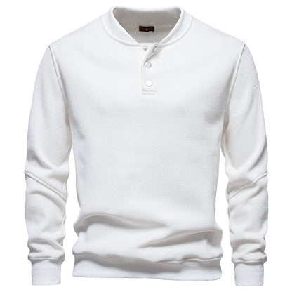 Men's Waffle Knit Baseball Collar Sweatshirt Additional Image 1