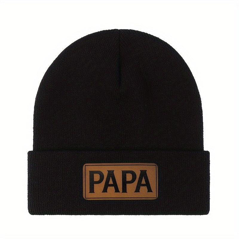 PAPA Logo Knit Beanie: Warm Wool-Look Winter Hat Additional Image 1