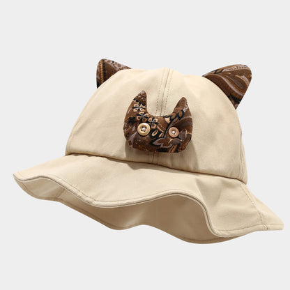 Retro Devil Kitten Bucket Hat - Cute Casual Sun Hat Additional Image 1