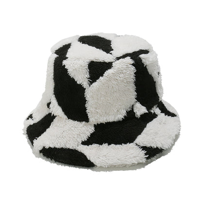 Boho Plush Fisherman Hat - Cozy Geometric Winter Style Additional Image 1