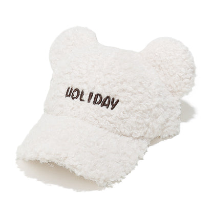 Cute Bear Ear Fleece Baseball Cap - Winter Warmth Additional Image 1