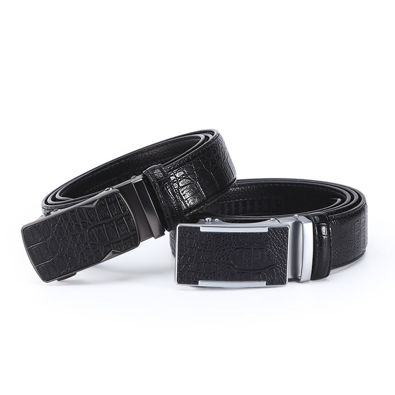 Men's Crocodile Leather Belt - Auto Buckle Additional Image 1
