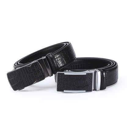 Men's Crocodile Leather Belt - Auto Buckle Additional Image 1