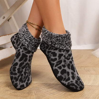 Cozy Leopard Print Fuzzy Slippers - Women's Comfort Additional Image 1