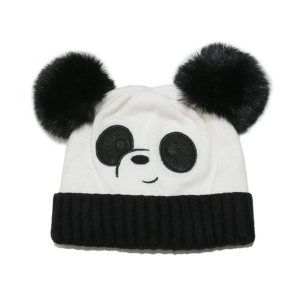 Cute Panda Fleece-Lined Knit Hat for Kids Additional Image 1