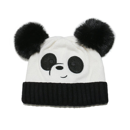 Cute Panda Fleece-Lined Knit Hat for Kids Additional Image 1