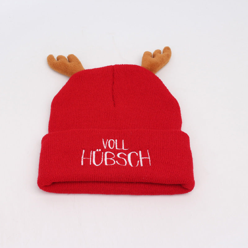 Cozy Reindeer Antler Knit Beanie - Festive Holiday Hat Additional Image 1