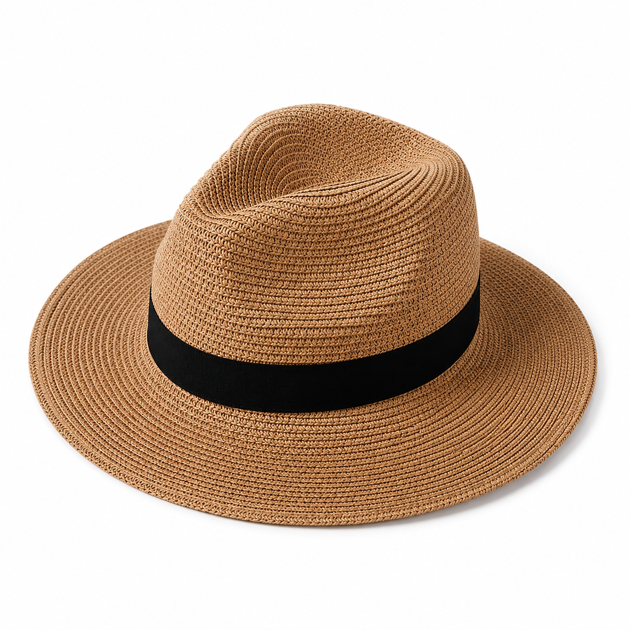Crown Panama Hat - Breathable Summer Sun Protection — studio product photo on white background
