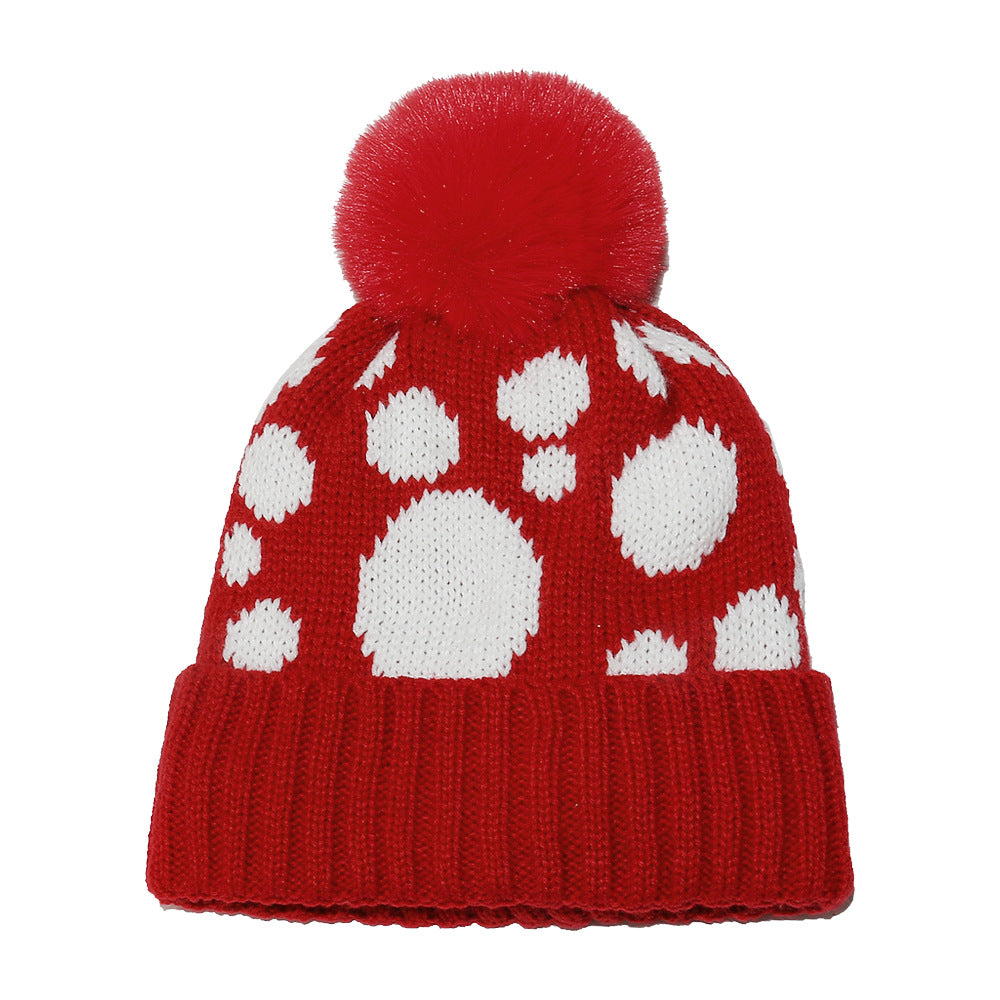 Festive Red Polka Dot Knit Hat Additional Image 1