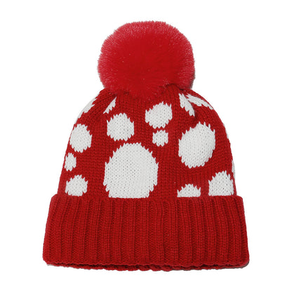 Festive Red Polka Dot Knit Hat Additional Image 1