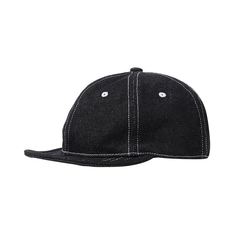 Retro Denim Baseball Cap - Japanese Style Short Brim Additional Image 1