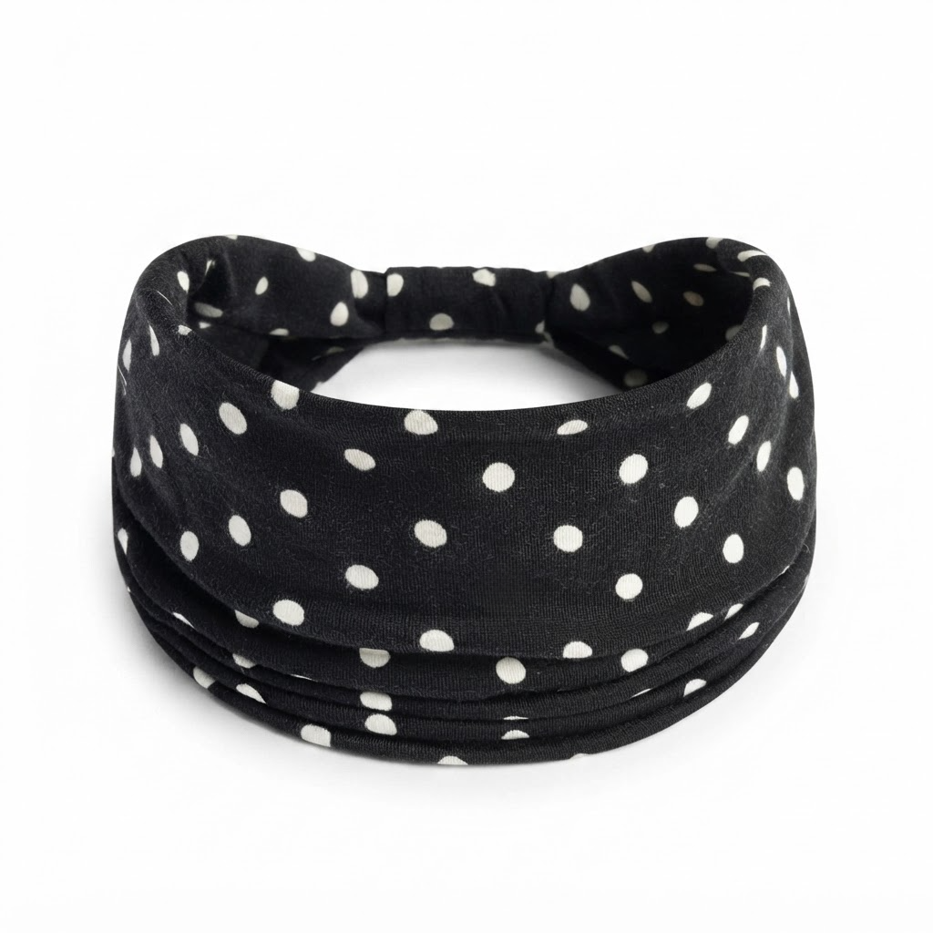 Wide Elastic Polka Dot Headband for Women — studio product photo on white background