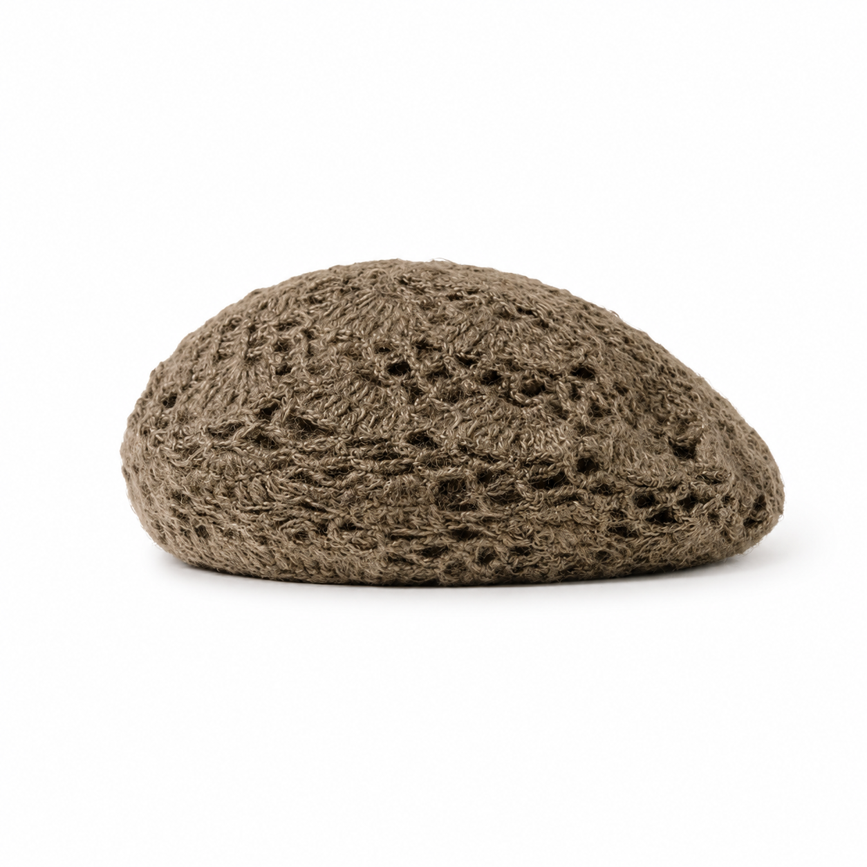 Double-Layer Crochet Lace Beret - Breathable Summer Knit Hat — studio product photo on white background