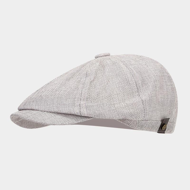 Vintage Linen Blend Octagonal Cap - Breathable Summer Style Additional Image 1