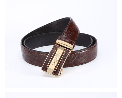 Men's Crocodile Embossed Leather Belt - Automatic Buckle Additional Image 1
