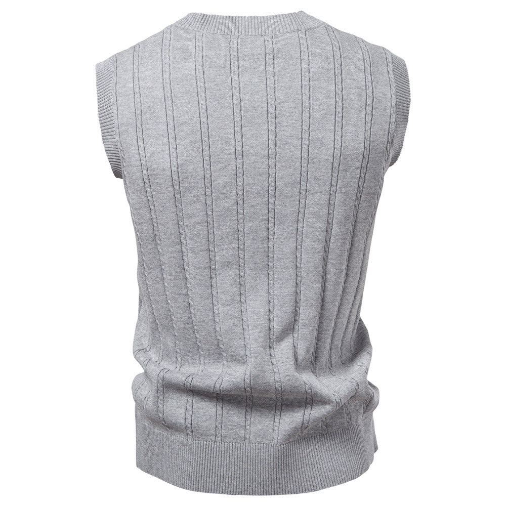 Men's V-Neck Cable Knit Vest: Smart Business Casual Additional Image 1