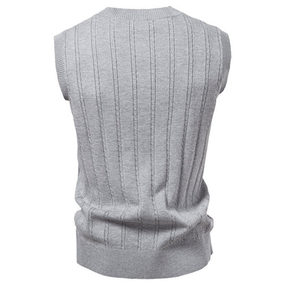 Men's V-Neck Cable Knit Vest: Smart Business Casual Additional Image 1