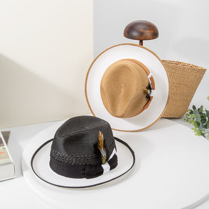 Stylish Summer Sun Hat with Feather Decoration Additional Image 1