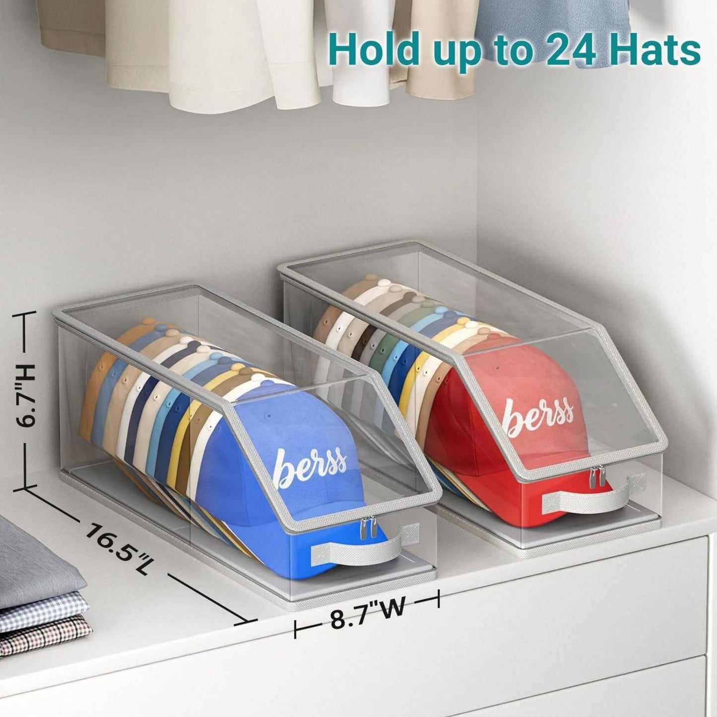 Clear PVC Stackable Hat Storage Box with Zipper Additional Image 1